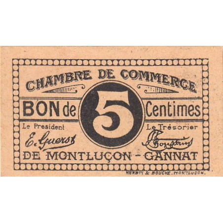 Montluçon-Gannat - Pirot 84-72a - 5 centimes - Etat : NEUF