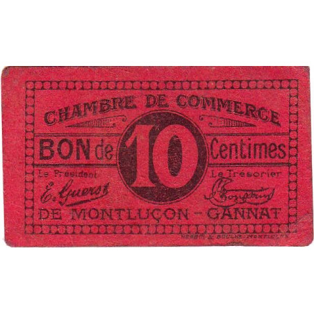 Montluçon-Gannat - Pirot 84-73a - 10 centimes - Etat : TTB