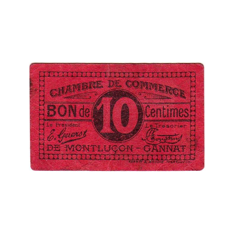 Montluçon-Gannat - Pirot 84-73a - 10 centimes - Etat : TB+