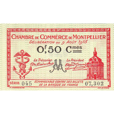 Montpellier - Pirot 85-6 - 50 centimes - Série 045 - 09/08/1915 - Etat : NEUF