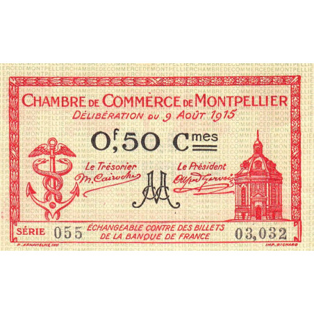 Montpellier - Pirot 85-6 - 50 centimes - Série 055 - 09/08/1915 - Etat : SUP+