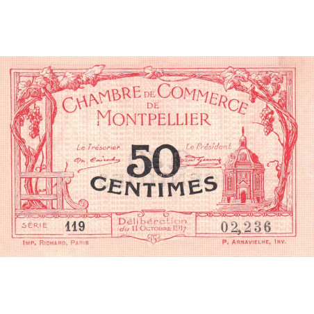Montpellier - Pirot 85-16 - 50 centimes - Série 119 - 11/10/1917 - Etat : SUP