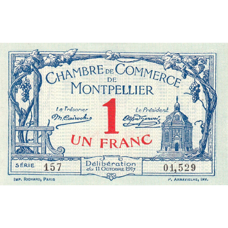 Montpellier - Pirot 85-18 - 1 franc - Série 157 - 11/10/1917 - Etat : SPL