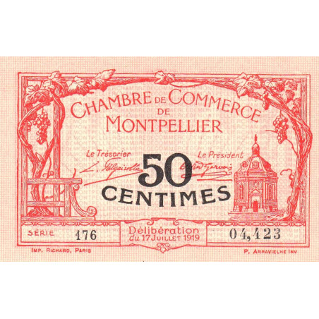 Montpellier - Pirot 85-20 - 50 centimes - Série 176 - 17/07/1919 - Etat : SUP+