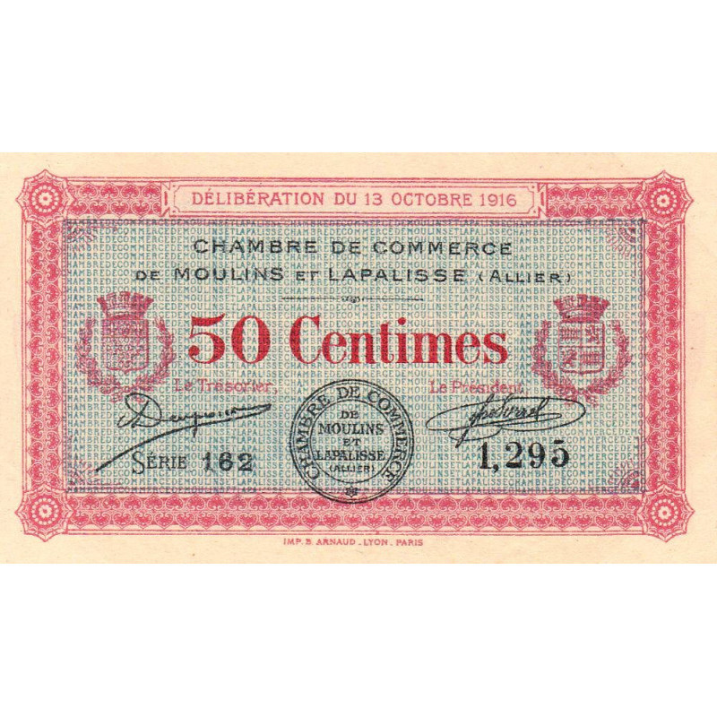 Moulins et Lapalisse - Pirot 86-7 - 50 centimes - Série 162 - 13/10/1916 - Etat : SPL