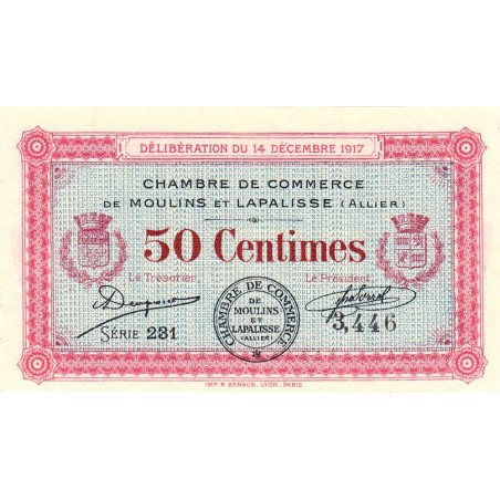 Moulins et Lapalisse - Pirot 86-11 - 50 centimes - Série231  - 14/12/1917 - Etat : SUP+