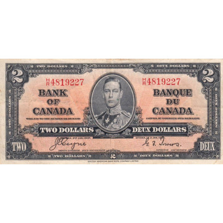 Canada - Pick 59c - 2 dollars - Série H/R - 02/01/1937 (1950) - Etat : TB