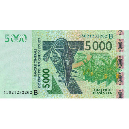 Bénin - Pick 217Bk - 5'000 francs - 2015 - Etat : NEUF