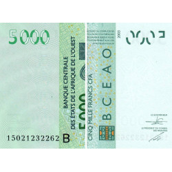 Bénin - Pick 217Bk - 5'000 francs - 2015 - Etat : NEUF