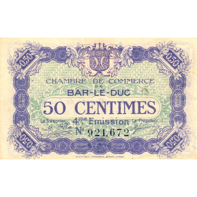 Bar-le-Duc - Pirot 19-13 - 50 centimes - 4me émission (1920) - Etat : SUP