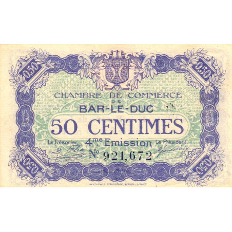 Bar-le-Duc - Pirot 19-13 - 50 centimes - 4me émission (1920) - Etat : SUP