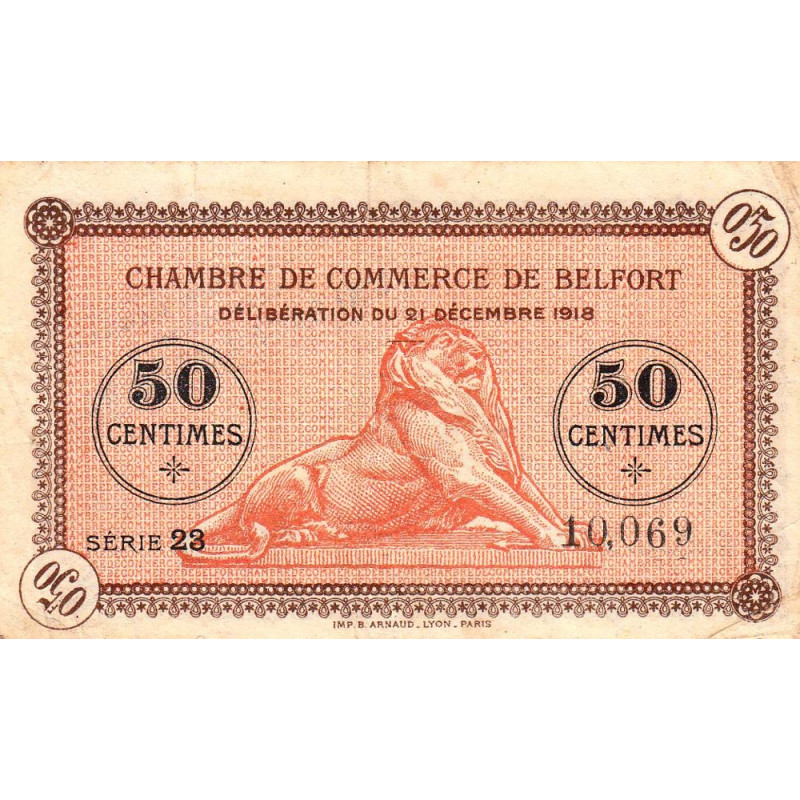 Belfort - Pirot 23-48a - 50 centimes - Série 23 - 21/12/1918 - Etat : TB+