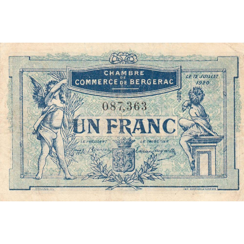 Bergerac - Pirot 24-37 - 1 franc - 12/07/1920 - Etat : TB