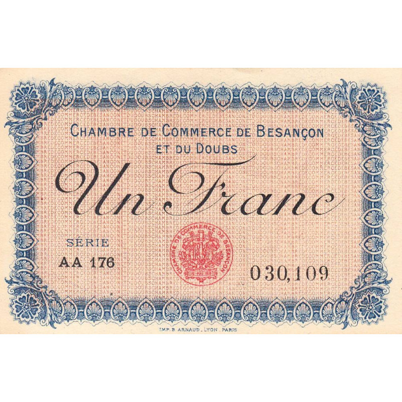 Besançon (Doubs) - Pirot 25-21 - 1 franc - Série AA 176 - Sans date (1920) - Etat : SPL