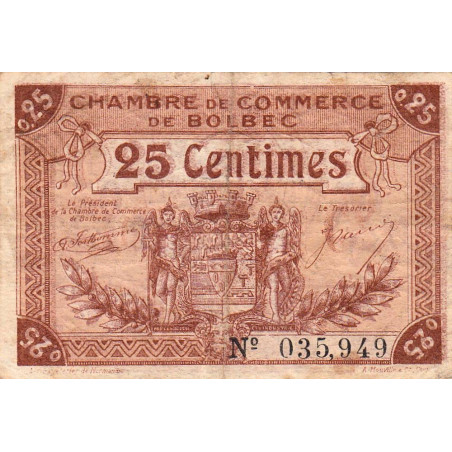 Bolbec - Pirot 29-1 - 25 centimes - 1920 - Etat : TB