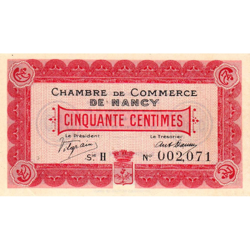 Nancy - Pirot 87-1 - 50 centimes - Série H - 09/09/1915 - Etat : SUP+
