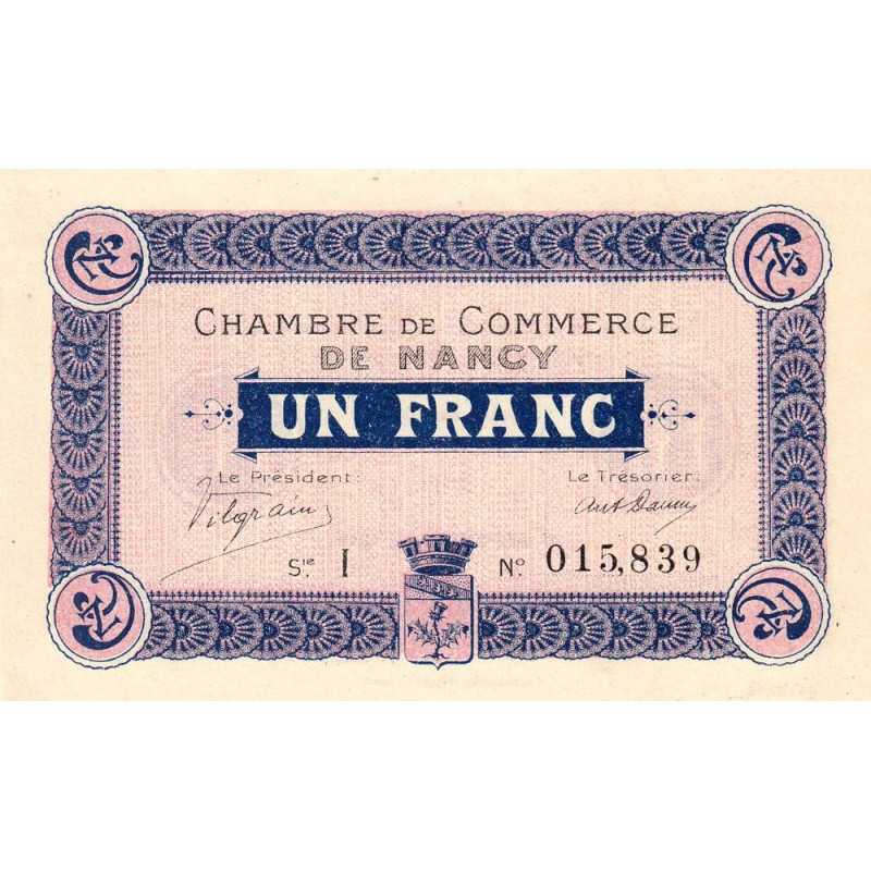 Nancy - Pirot 87-3 - 1 franc - Série I - 09/09/1915 - Etat : SUP