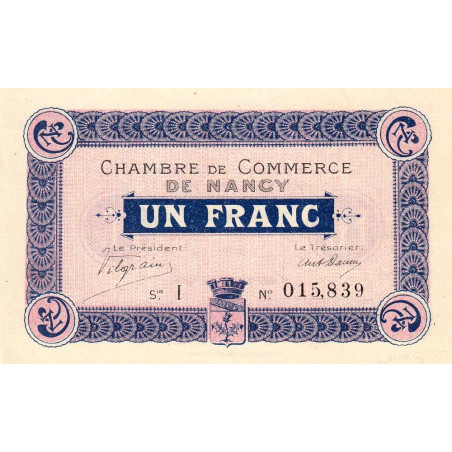 Nancy - Pirot 87-3 - 1 franc - Série I - 09/09/1915 - Etat : SUP
