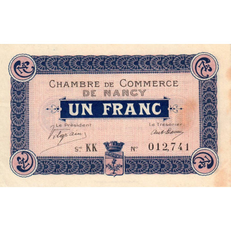 Nancy - Pirot 87-5 - 1 franc - Série QQ - 07/12/1915 - Etat : SUP