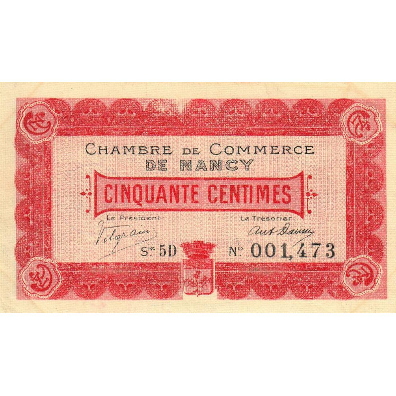Nancy - Pirot 87-10 - 50 centimes - Série 5D - 01/12/1916 - Etat : SUP