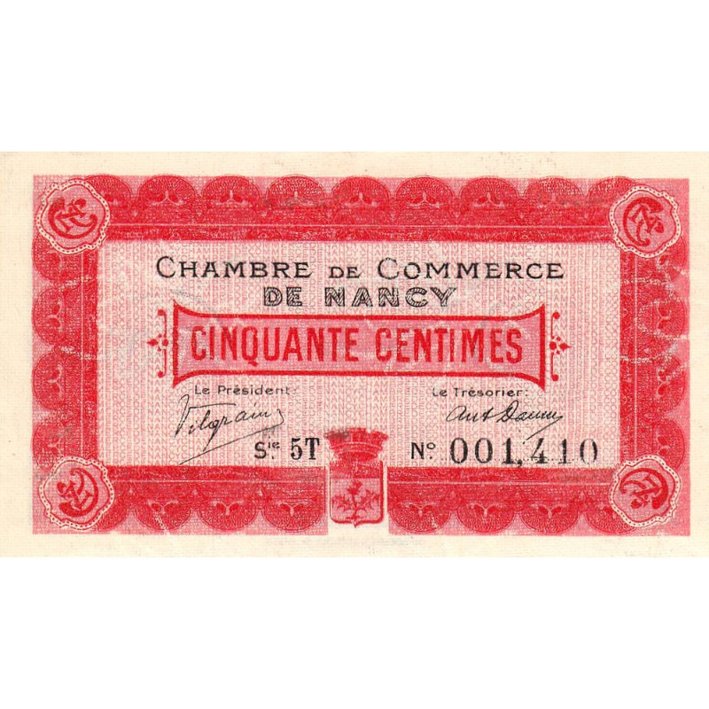 Nancy - Pirot 87-10 - 50 centimes - Série 5T - 01/12/1916 - Etat : NEUF