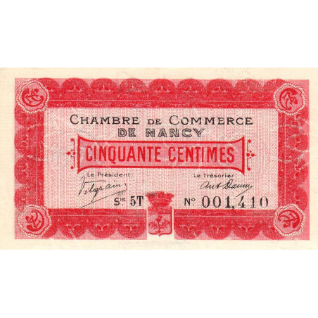 Nancy - Pirot 87-10 - 50 centimes - Série 5T - 01/12/1916 - Etat : NEUF