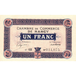 Nancy - Pirot 87-13 - 1 franc - Série 6B - 01/04/1917 - Etat : SUP+