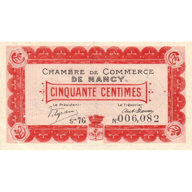 Nancy - Pirot 87-14 - 50 centimes - Série 7G - 01/09/1917 - Etat : TTB+