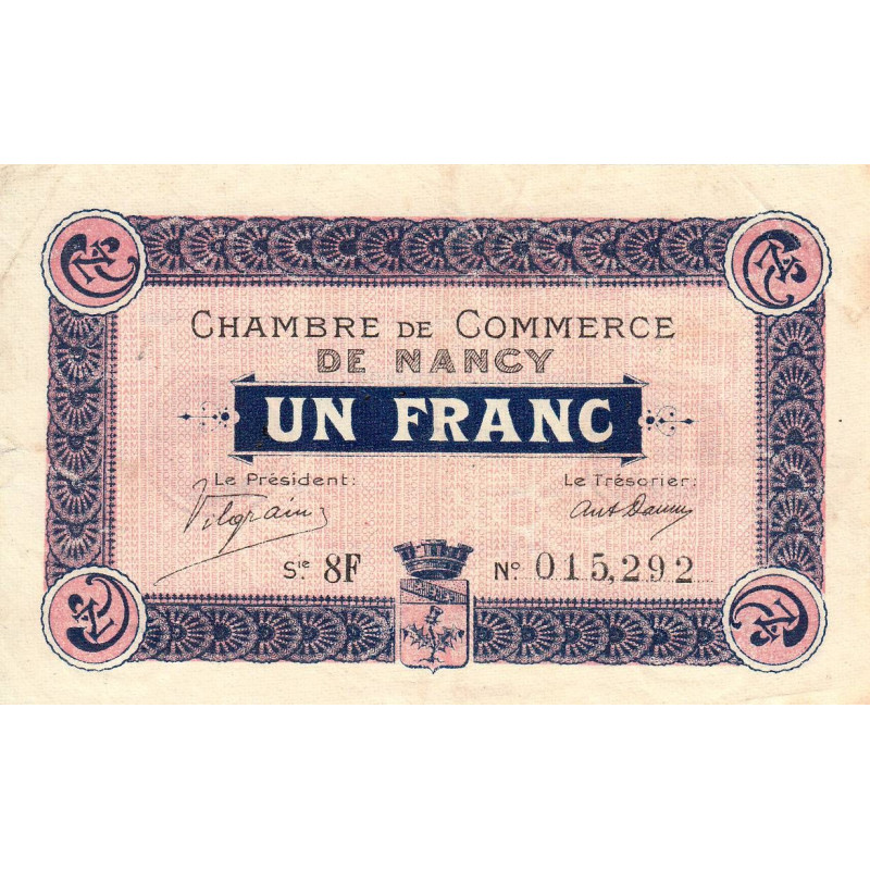 Nancy - Pirot 87-17 - 1 franc - Série 8F - 01/12/1917 - Etat : TTB+