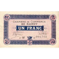 Nancy - Pirot 87-18 - 1 franc - Série 9F - 01/01/1918 - Etat : TTB+