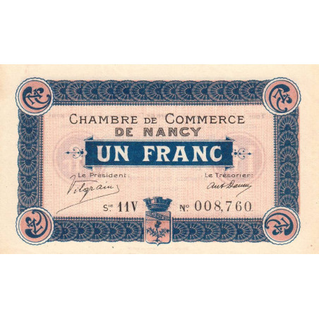 Nancy - Pirot 87-21 - 1 franc - Série 11V - 01/09/1918 - Etat : SPL