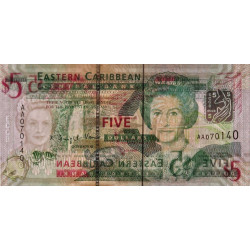 Etats de l'Est des Caraïbes - Pick 47a - 5 dollars - Série AA - 2008 - Etat : NEUF