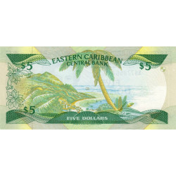 Caraïbes Est - Antigua & Barbuda - Pick 18a - 5 dollars - Série A - 1987 - Etat : NEUF