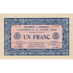Alençon & Flers (Orne) - Pirot 6-4 - 1 franc - Série V1 - 10/08/1915 - Etat : TTB