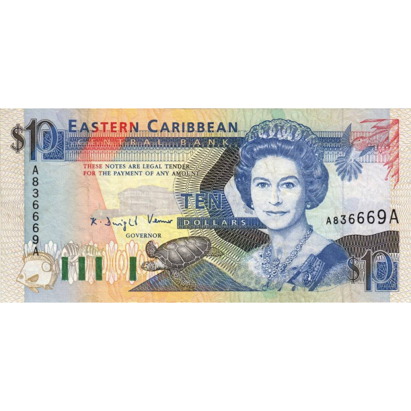 Caraïbes Est - Antigua & Barbuda - Pick 27a - 10 dollars - Série A - 1993 - Etat : SUP