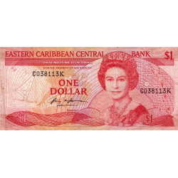 Caraïbes Est - Saint Kitts - Pick 21k - 1 dollar - 1988 - Etat : TB