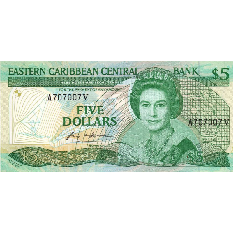 Caraïbes Est - Saint Vincent & les Grenadines - Pick 18v - 5 dollars - Série A - 1986 - Etat : NEUF