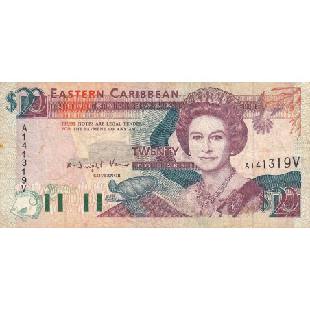 Caraïbes Est - Saint Vincent & les Grenadines - Pick 28v - 20 dollars - Série A - 1993 - Etat : TB