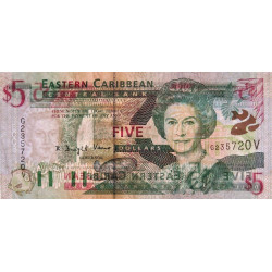 Caraïbes Est - Saint Vincent & les Grenadines - Pick 37v - 5 dollars - Série G - 2001 - Etat : TTB+
