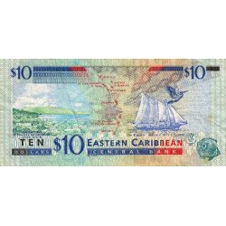 Caraïbes Est - Saint Vincent & les Grenadines - Pick 38v - 10 dollars - Série E - 2001 - Etat : TTB+