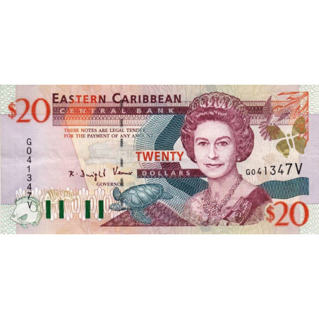 Caraïbes Est - Saint Vincent & les Grenadines - Pick 39v - 20 dollars - Série G - 2001 - Etat : SPL