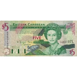 Caraïbes Est - Sainte Lucie - Pick 31l - 5 dollars - Série D - 1994 - Etat : TB