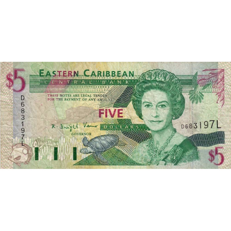 Caraïbes Est - Sainte Lucie - Pick 31l - 5 dollars - Série D - 1994 - Etat : TB