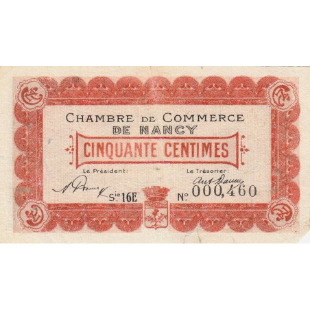 Nancy - Pirot 87-31 - 50 centimes - Série 16E - 01/04/1919 - Etat : B+