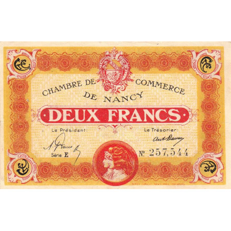 Nancy - Pirot 87-34 - 2 francs - Série E - 01/05/1919 - Etat : SUP