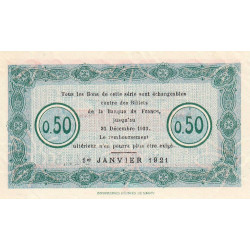 Nancy - Pirot 87-43 - 50 centimes - Série 25 L - 01/01/1921 - Etat : SUP à SPL