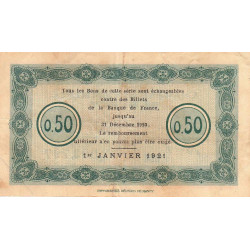 Nancy - Pirot 87-48 - 50 centimes - Série 32M - 01/01/1921 - Etat : TB+