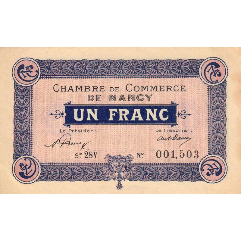 Nancy - Pirot 87-50 - 1 franc - Série 28V - 01/01/1921 - Etat : SUP