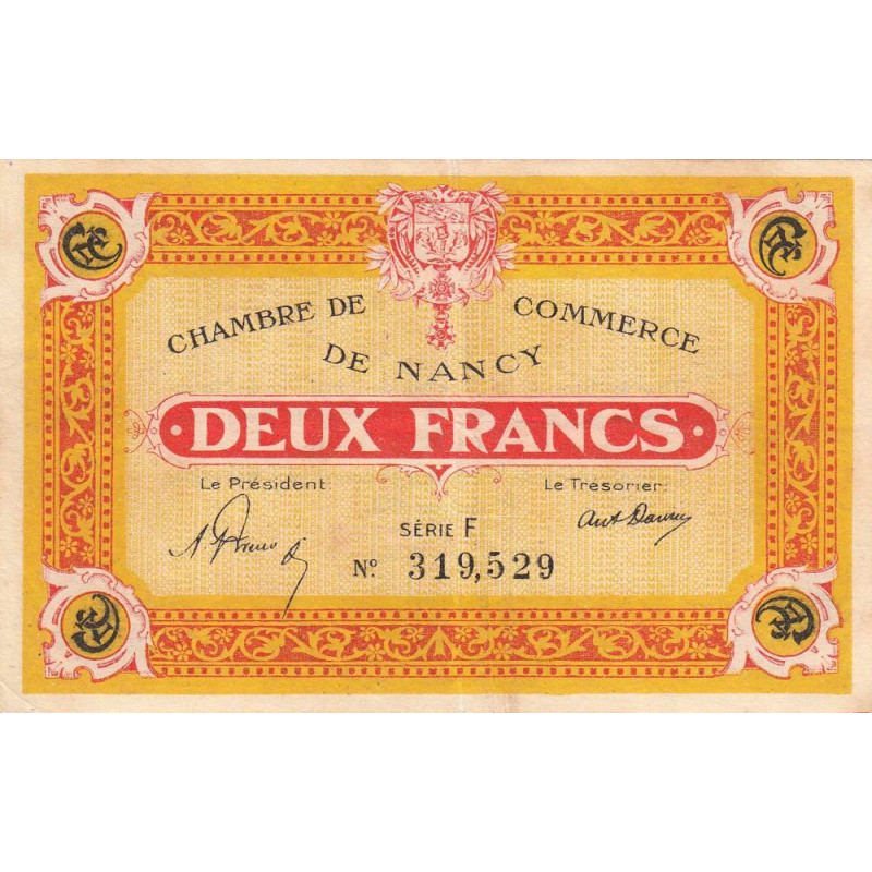 Nancy - Pirot 87-52 - 2 francs - Série F - 01/01/1921 - Etat : TTB+