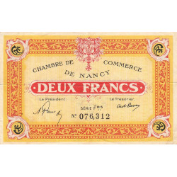 Nancy - Pirot 87-52 - 2 francs - Série Fbis - 01/01/1921 - Etat : TB+